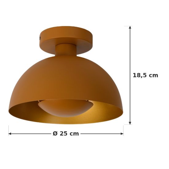 Plafoniera a cupola contemporanea giallo ocra