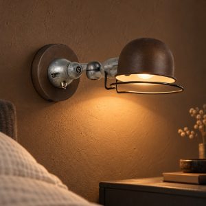 Applique per comodino camera da letto a cupola marrone ruggine grigio con snodo