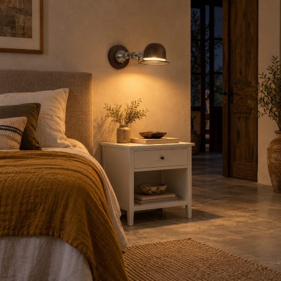 Applique per comodino camera da letto a cupola marrone ruggine grigio con snodo