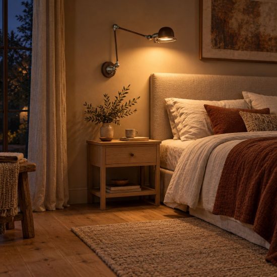 Applique per comodino camera da letto a cupola marrone ruggine grigio con braccio snodabile