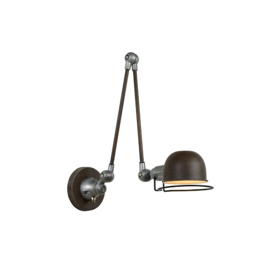 Applique per comodino camera da letto a cupola marrone ruggine grigio con braccio snodabile