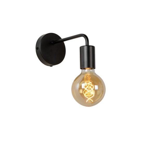 Applique per soggiorno moderna nero con lampadina a vista