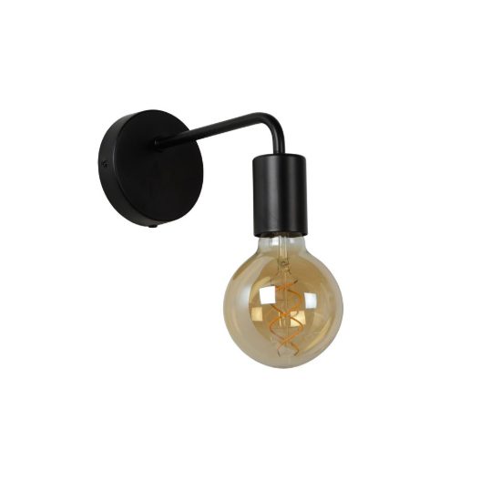 Applique per soggiorno moderna nero con lampadina a vista