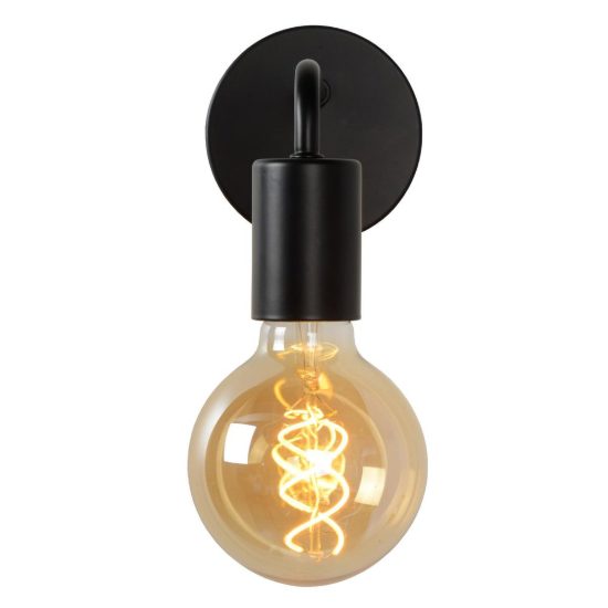 Applique per soggiorno moderna nero con lampadina a vista