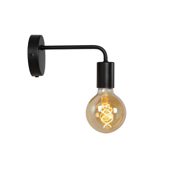 Applique per soggiorno moderna nero con lampadina a vista
