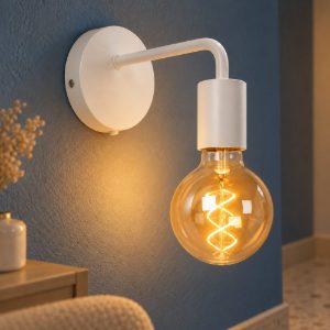Applique per salotto moderna bianco con lampadina a vista