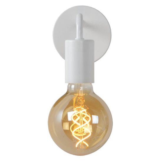 Applique per salotto moderna bianco con lampadina a vista