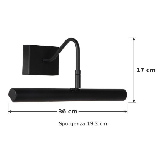 Applique per quadri lineare 2 luci moderna nero