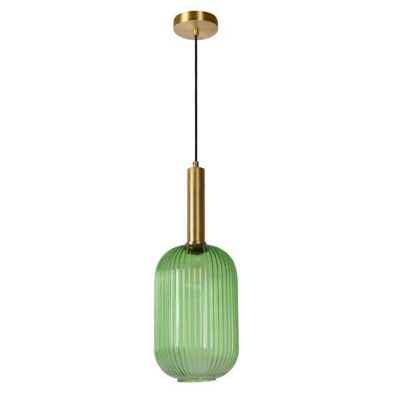 Lampada a sospensione a cilindro per sala da pranzo contemporanea verde ambra