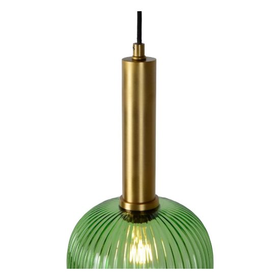Lampada a sospensione a cilindro per sala da pranzo contemporanea verde ambra