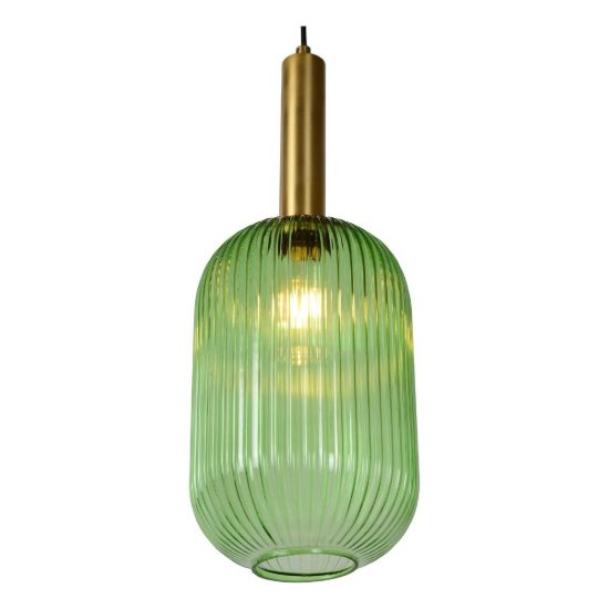 Lampada a sospensione a cilindro per sala da pranzo contemporanea verde ambra