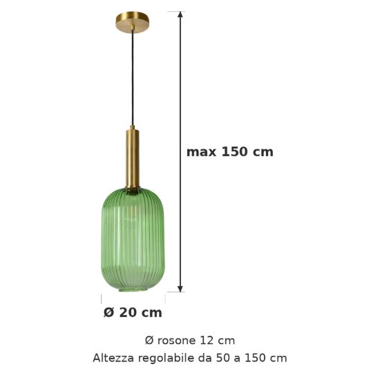 Lampada a sospensione a cilindro per sala da pranzo contemporanea verde ambra