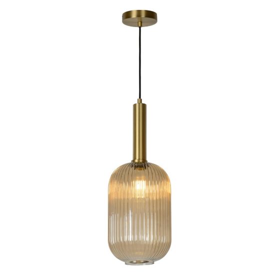 Lampada a sospensione a cilindro per sala da pranzo contemporanea ambra oro