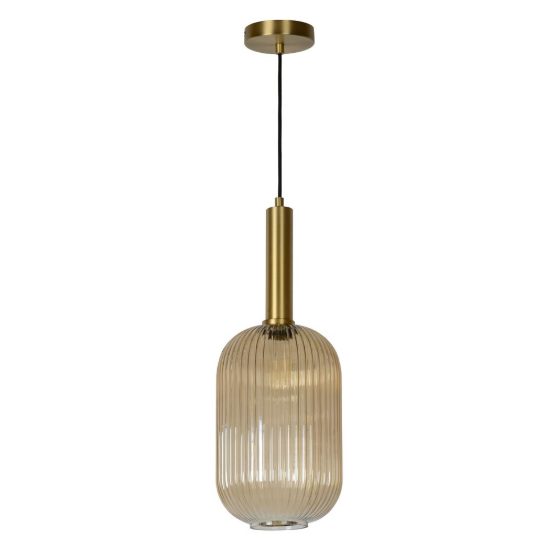 Lampada a sospensione a cilindro per sala da pranzo contemporanea ambra oro