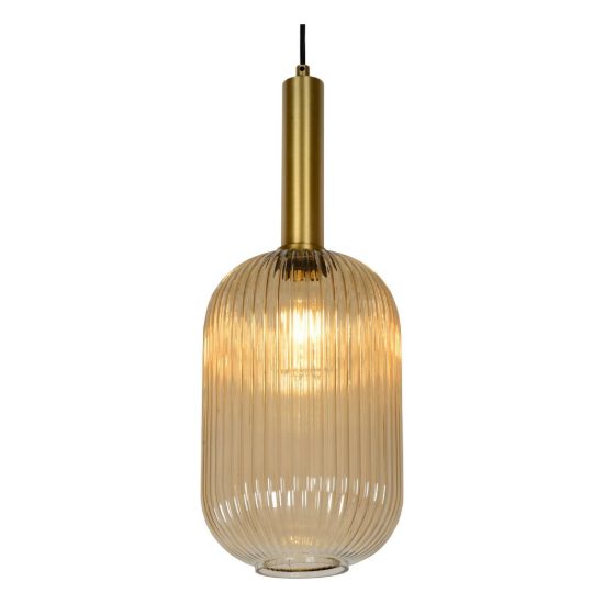 Lampada a sospensione a cilindro per sala da pranzo contemporanea ambra oro