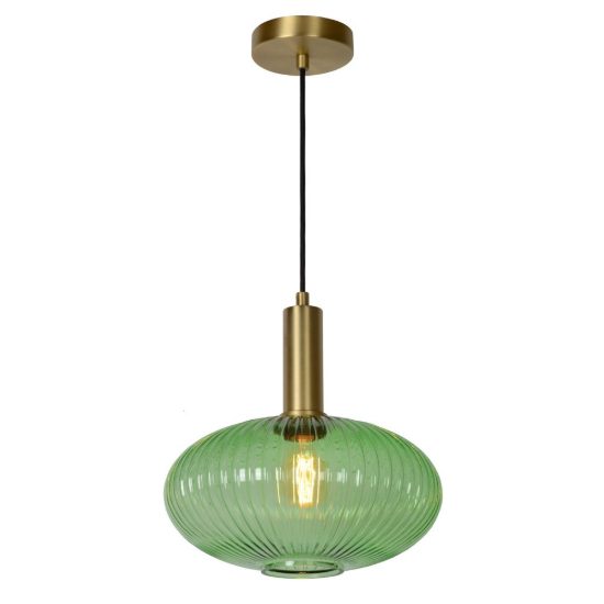 Lampadario a sospensione ovale per sala da pranzo contemporaneo verde oro