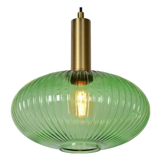 Lampadario a sospensione ovale per sala da pranzo contemporaneo verde oro