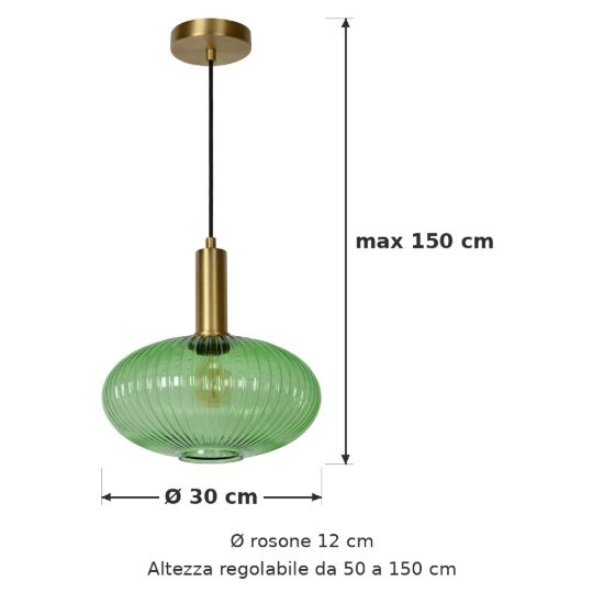 Lampadario a sospensione ovale per sala da pranzo contemporaneo verde oro