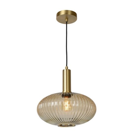 Lampadario a sospensione ovale per sala da pranzo contemporaneo ambra oro