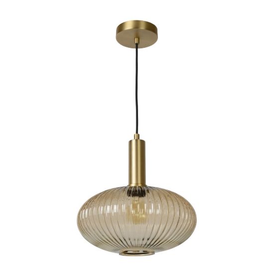Lampadario a sospensione ovale per sala da pranzo contemporaneo ambra oro