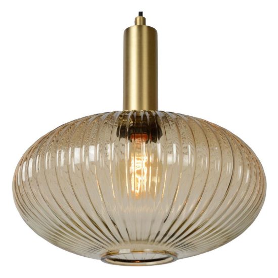 Lampadario a sospensione ovale per sala da pranzo contemporaneo ambra oro
