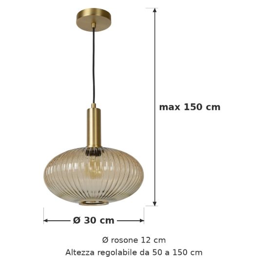 Lampadario a sospensione ovale per sala da pranzo contemporaneo ambra oro