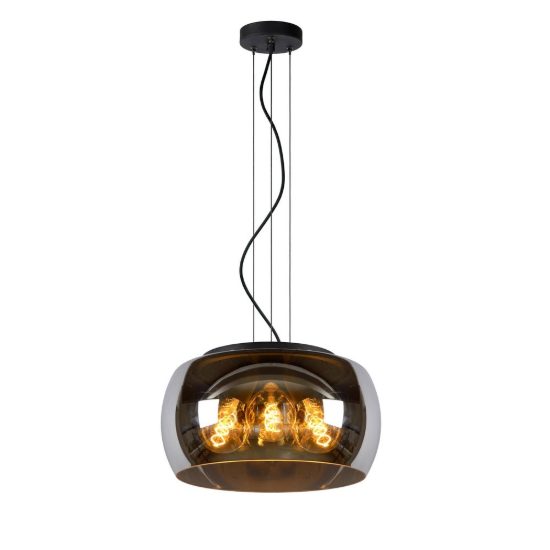 Lampadario a sospensione 3 luci piccolo a globo per sala da pranzo moderno fume nero