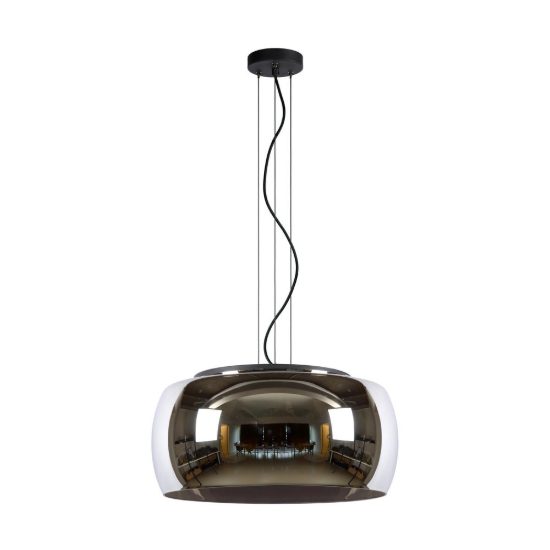 Lampadario a sospensione 3 luci grande a globo per sala da pranzo moderno fume nero