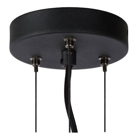 Lampadario a sospensione 3 luci grande a globo per sala da pranzo moderno fume nero