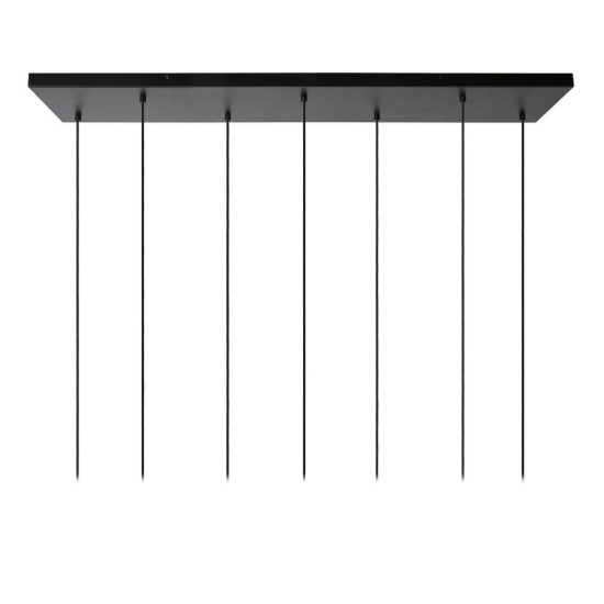 Lampadario a sospensione con 7 pendenti lineare per soggiorno moderno nero fume
