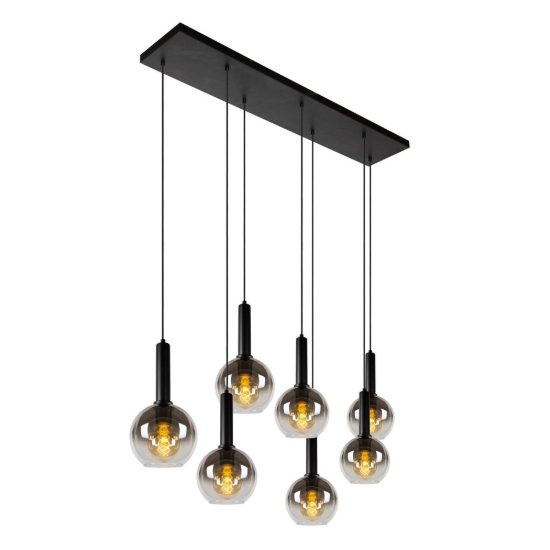 Lampadario a sospensione con 7 pendenti lineare per soggiorno moderno nero fume