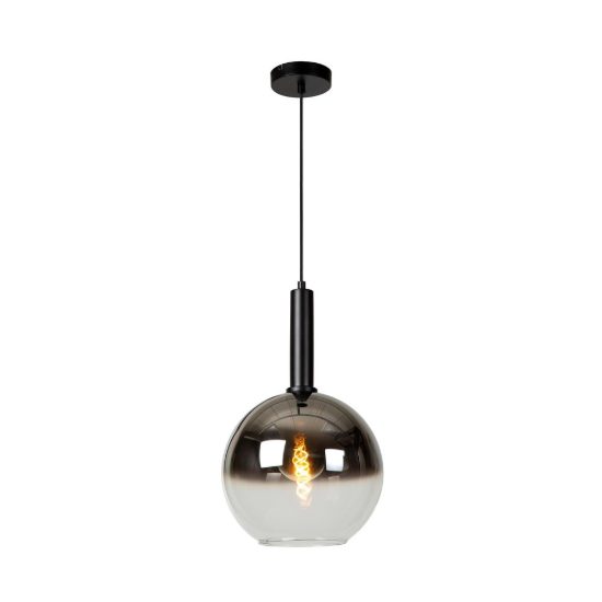Lampadario a sospensione a globo per soggiorno moderno nero fume
