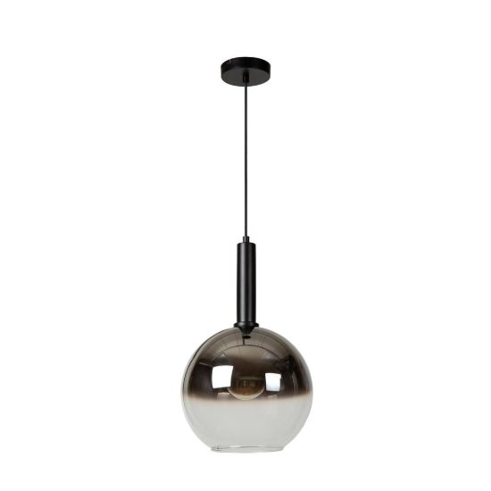 Lampadario a sospensione a globo per soggiorno moderno nero fume