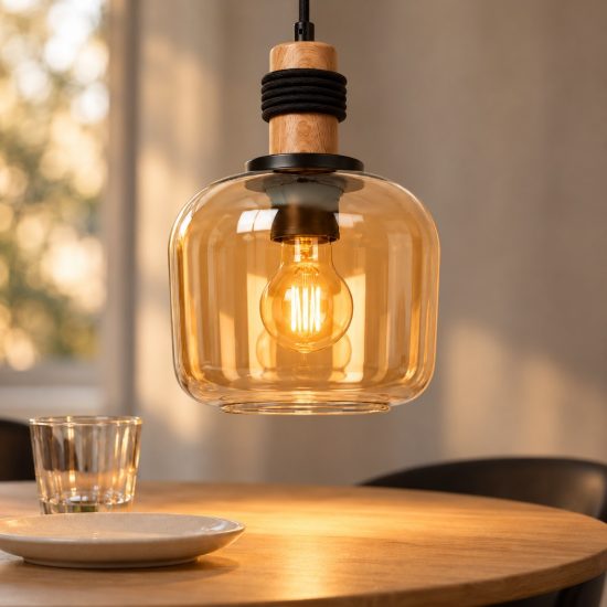 Lampada a sospensione per sala da pranzo moderna ambra nero