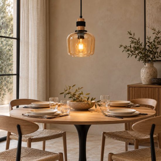 Lampada a sospensione per sala da pranzo moderna ambra nero
