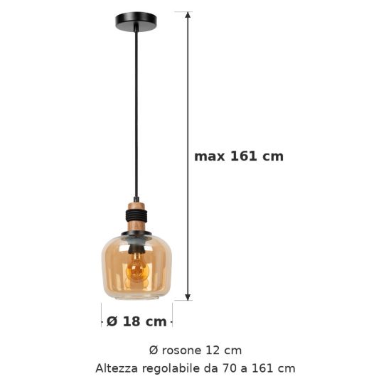 Lampada a sospensione per sala da pranzo moderna ambra nero