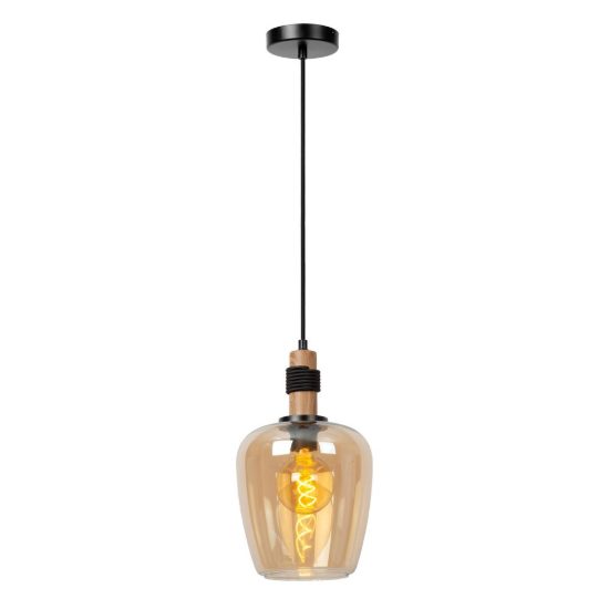 Lampadario a sospensione per sala da pranzo moderno ambra nero