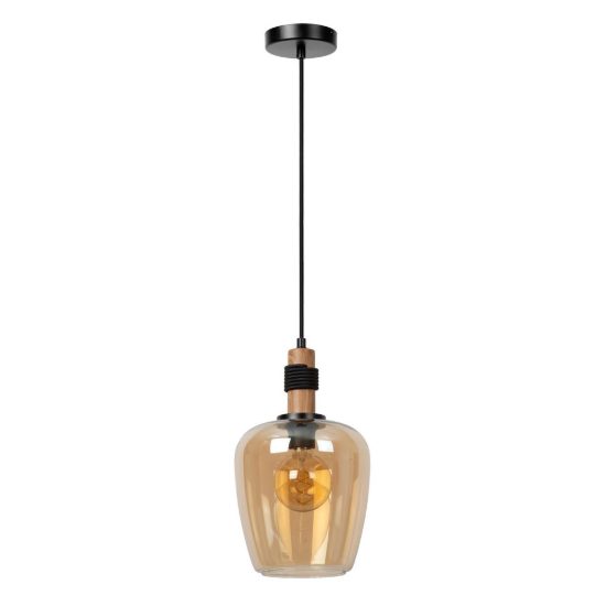 Lampadario a sospensione per sala da pranzo moderno ambra nero