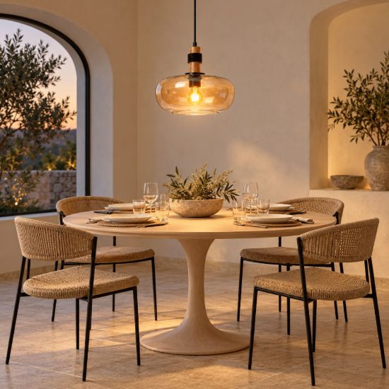 Lampadario a sospensione ovale per sala da pranzo moderno ambra nero