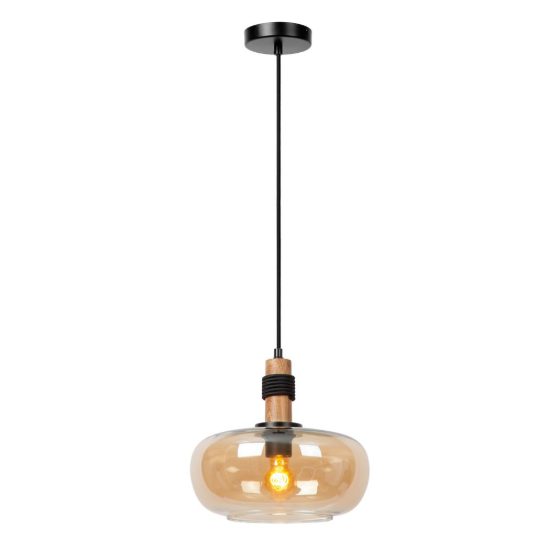 Lampadario a sospensione ovale per sala da pranzo moderno ambra nero