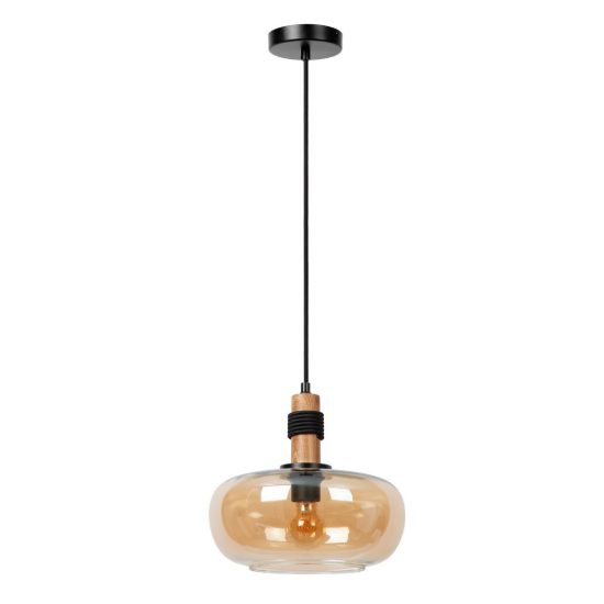 Lampadario a sospensione ovale per sala da pranzo moderno ambra nero