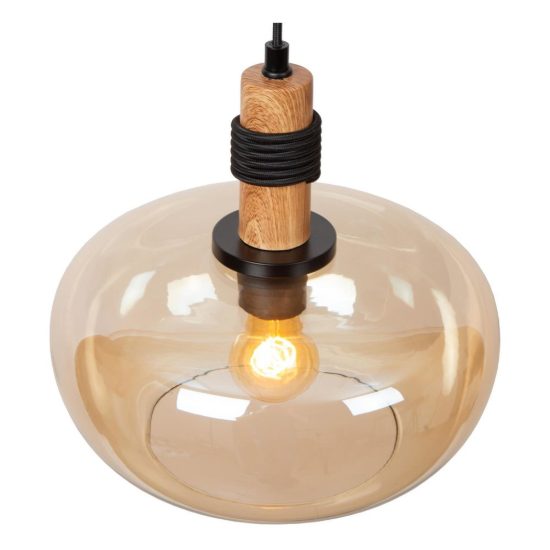 Lampadario a sospensione ovale per sala da pranzo moderno ambra nero
