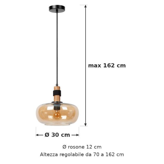 Lampadario a sospensione ovale per sala da pranzo moderno ambra nero
