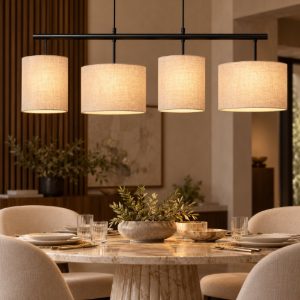 Lampadario a barra lineare per sala da pranzo moderno crema nero