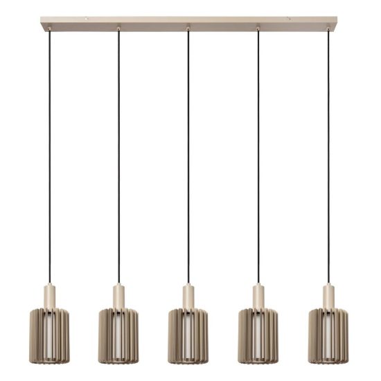 Lampadario a sospensione con 5 pendenti lineare per sala da pranzo moderno tortora