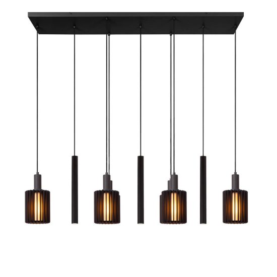 Lampadario a sospensione con 9 pendenti lineare per sala da pranzo moderno nero
