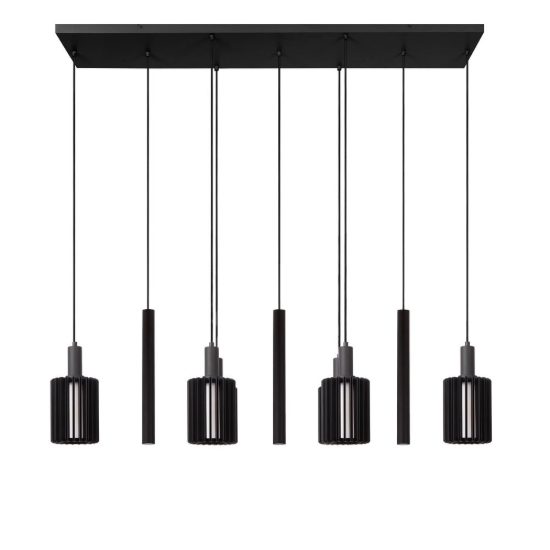 Lampadario a sospensione con 9 pendenti lineare per sala da pranzo moderno nero