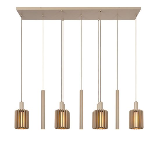 Lampadario a sospensione con 9 pendenti lineare per sala da pranzo moderno tortora