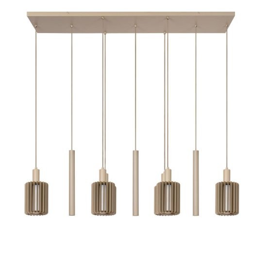 Lampadario a sospensione con 9 pendenti lineare per sala da pranzo moderno tortora