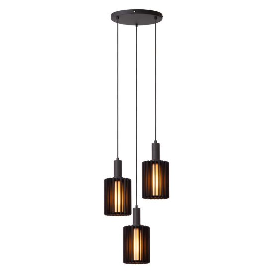 Lampadario a sospensione con 3 pendenti a cascata per sala da pranzo moderno nero